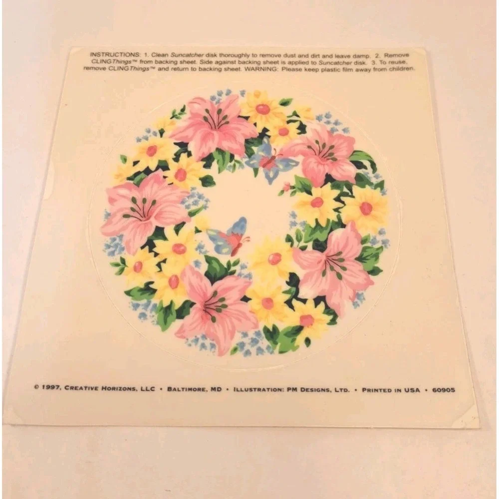 Vintage Avon Set of 5 Sun Catchers Window Decals Spring Summer Floral